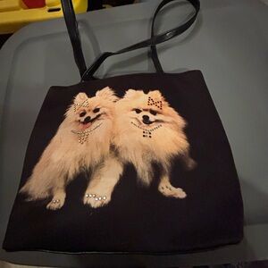 Pomeranian purse black with jeweled accents! Excellent condition!11x9x4
